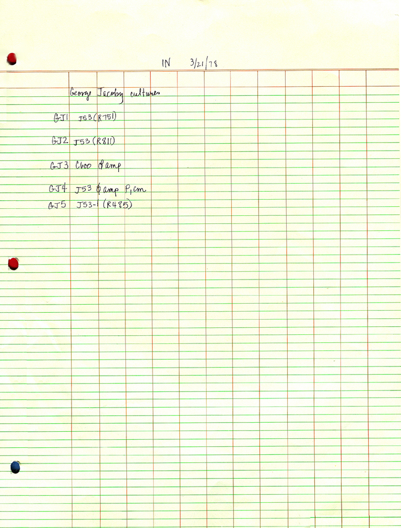 EML George Jacoby cultures 3-21-78